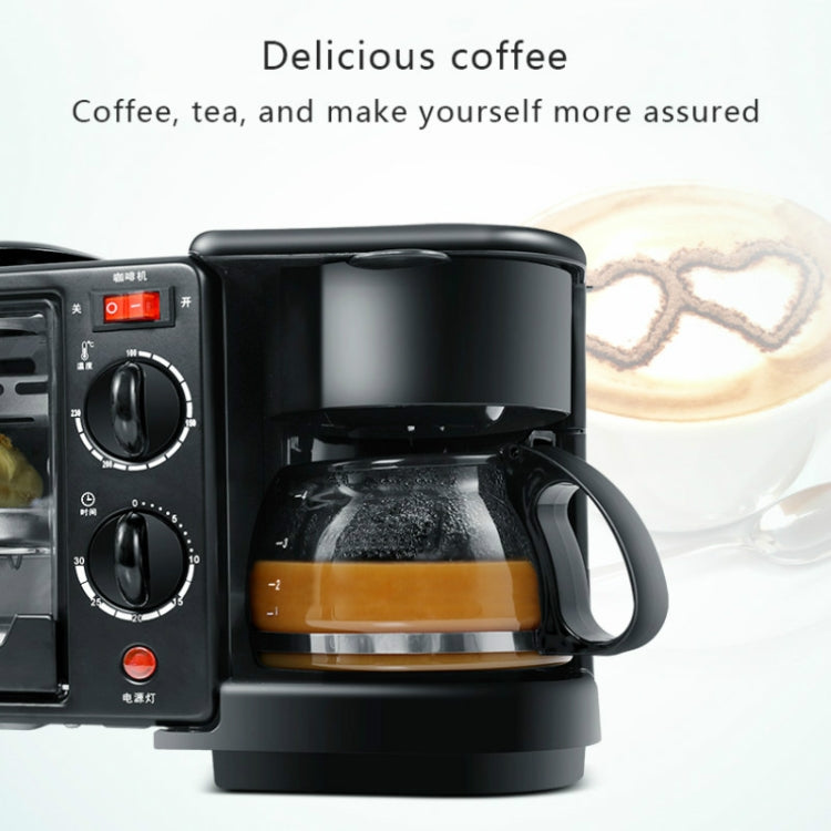 3 in 1 Electric Breakfast Machine Multifunction Coffee Maker + Frying Pan + Mini Oven  Household Bread Pizza Oven, 3 in 1 Multifunction Coffee Maker