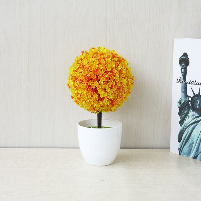 Desktop Simulation Plant Mini Grass Ball Bonsai Decorated Plastic Flower Cherry Blossom Snowball Artificial Flowers