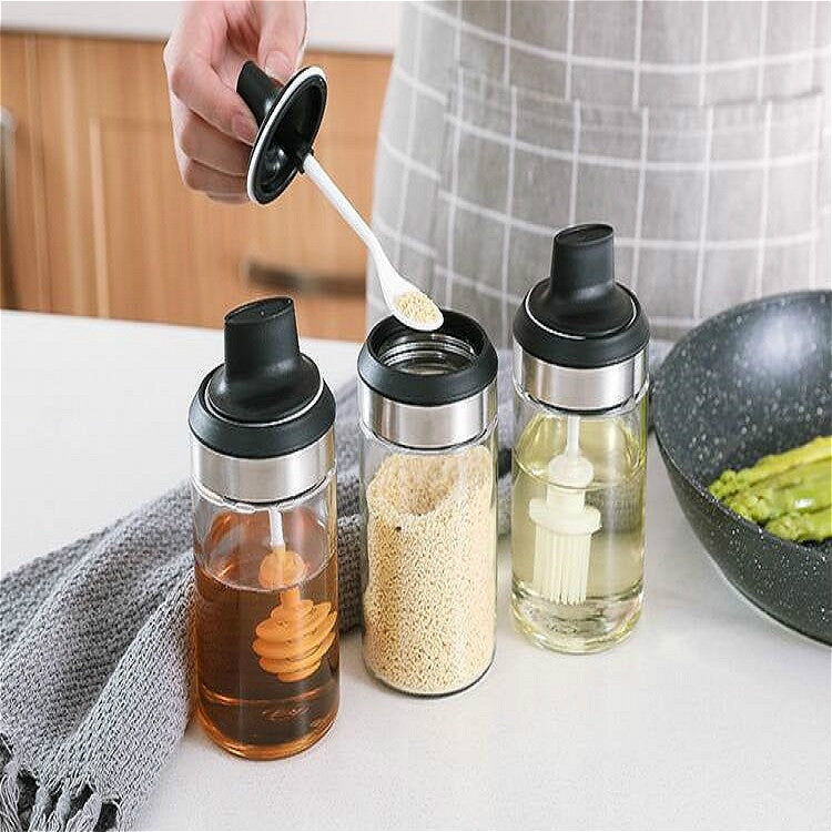 Kitchenware Seasoning Jar Spoon Cover Integrated Sealing Moisture-proof Cruet