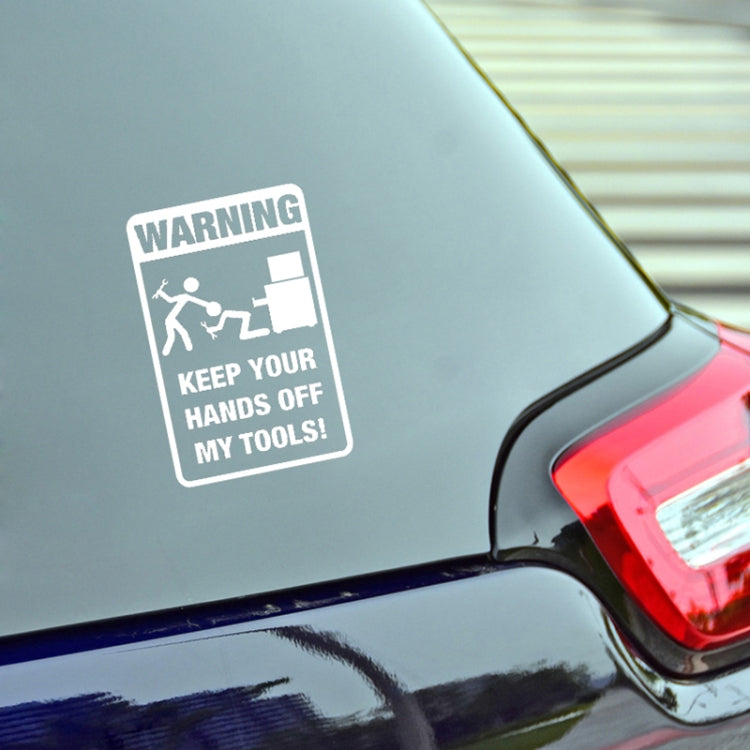 10 PCS QYPF 11.8CM18.3CM Tool Box Warning Sticker Funny Prank Graphic Car Sticker Black/Silver Vinyl Decoration Graphic, 11.8x18.3CM, Black, Silver