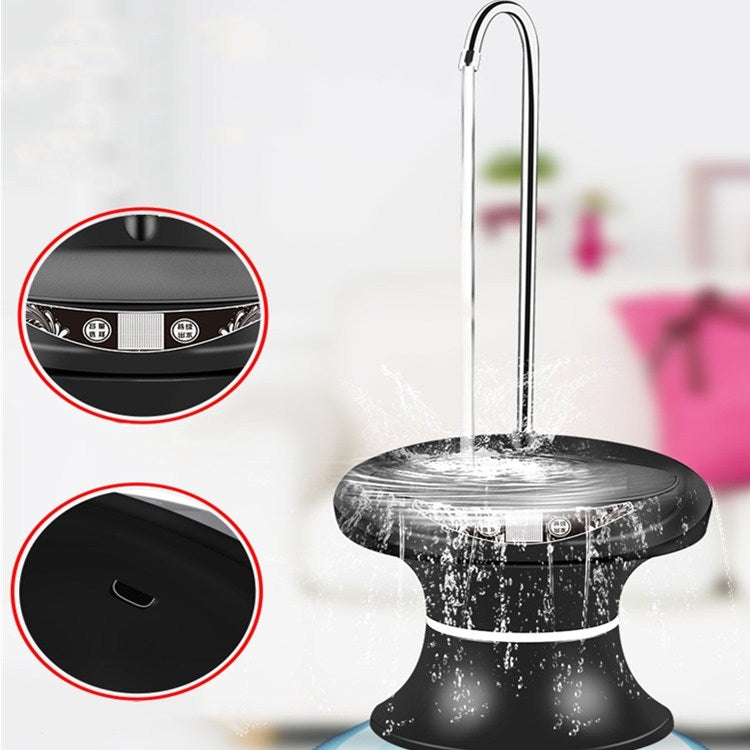 Tray Bucket Water Pump USB Rechargeable Wireless Electric Mineral Water Bucket Automatic Water Dispenser, Black