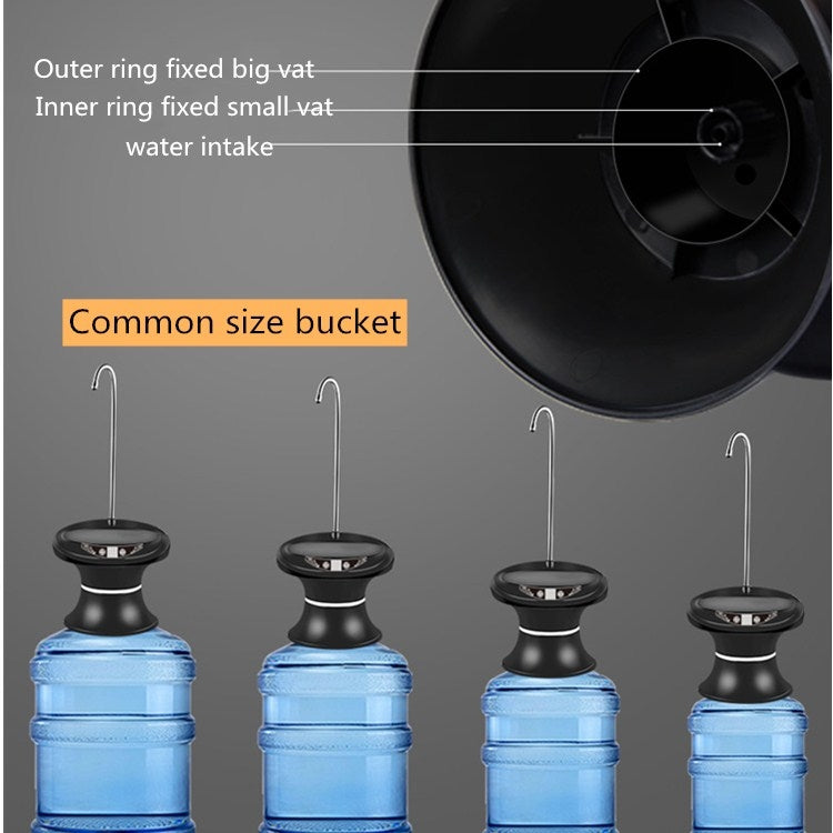 Tray Bucket Water Pump USB Rechargeable Wireless Electric Mineral Water Bucket Automatic Water Dispenser, Black