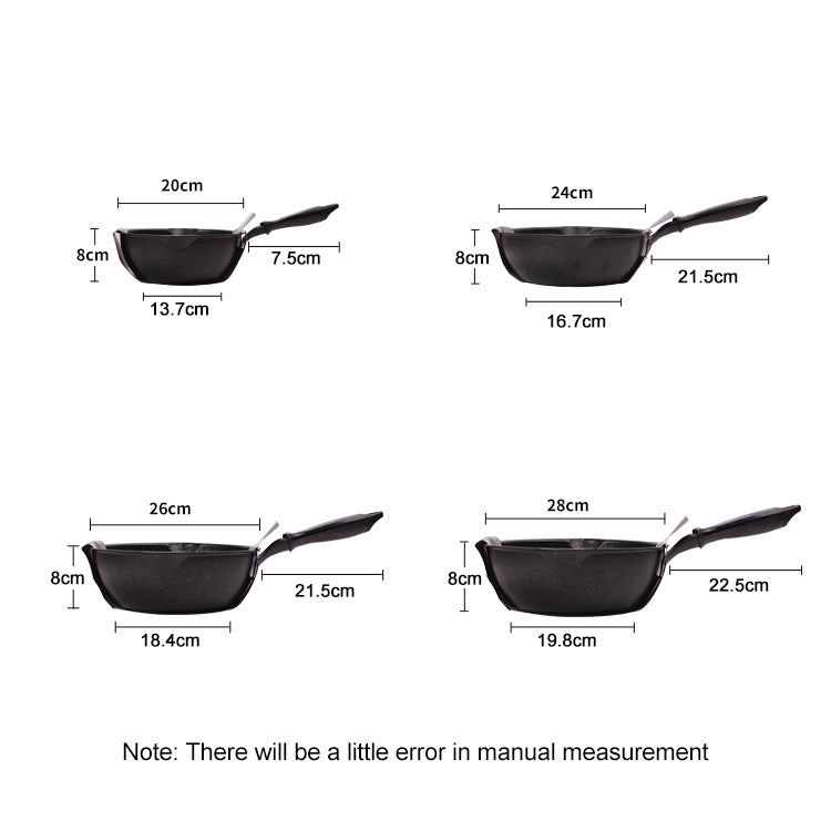 Thick Bottom Maifan Stone Household Small Frying Pan Non Stick Pan Deep Frying Pan, 26cm Black Without Cover, 26cm Beige Without Cover, 28cm Beige Without Cover