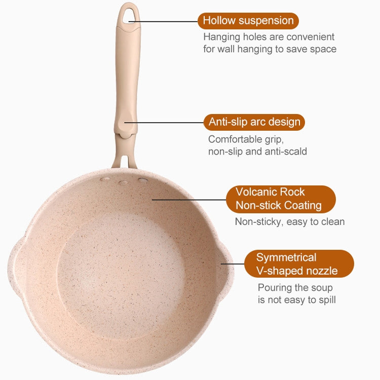 Thick Bottom Maifan Stone Household Small Frying Pan Non Stick Pan Deep Frying Pan, 26cm Black Without Cover, 26cm Beige Without Cover, 28cm Beige Without Cover