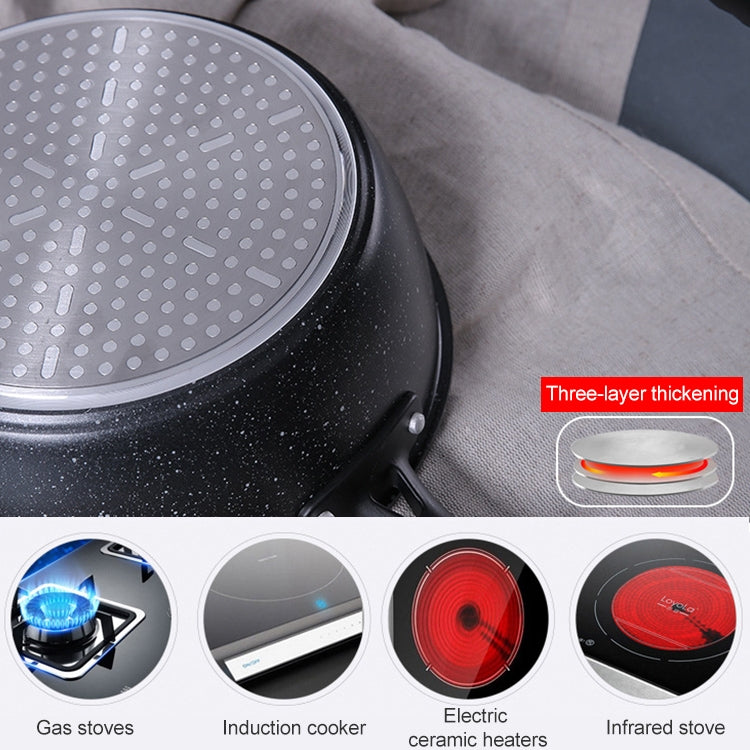 Thick Bottom Maifan Stone Household Small Frying Pan Non Stick Pan Deep Frying Pan, 26cm Black Without Cover, 26cm Beige Without Cover, 28cm Beige Without Cover