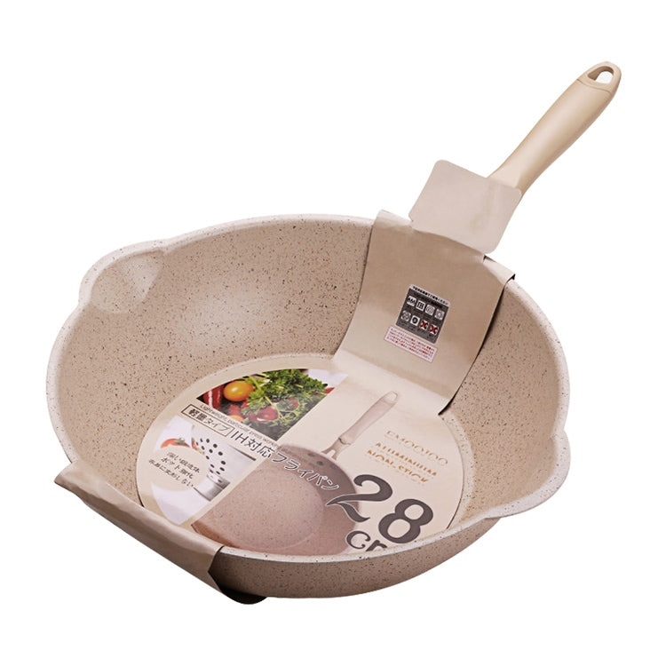 Thick Bottom Maifan Stone Household Small Frying Pan Non Stick Pan Deep Frying Pan, 26cm Black Without Cover, 26cm Beige Without Cover, 28cm Beige Without Cover