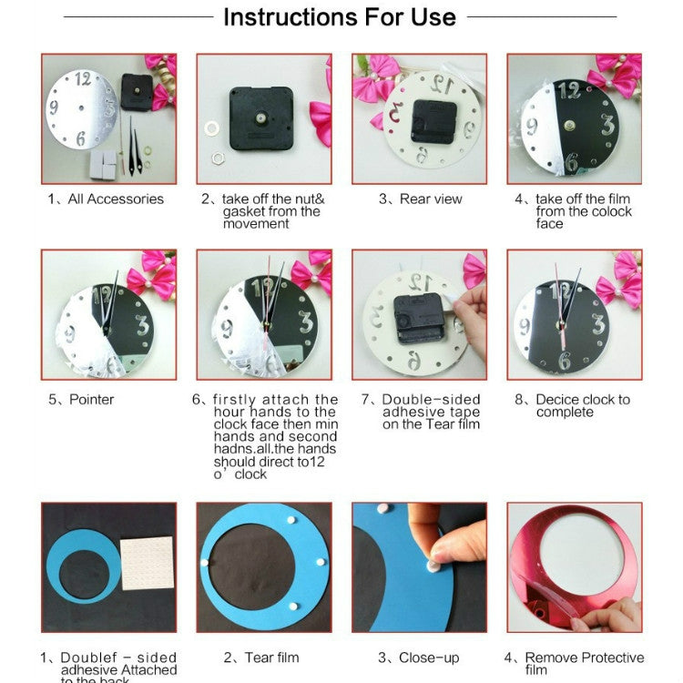 ساعة حائط مرآة قطة أكريليك ثلاثية الأبعاد DIY لتزيين المنزل
