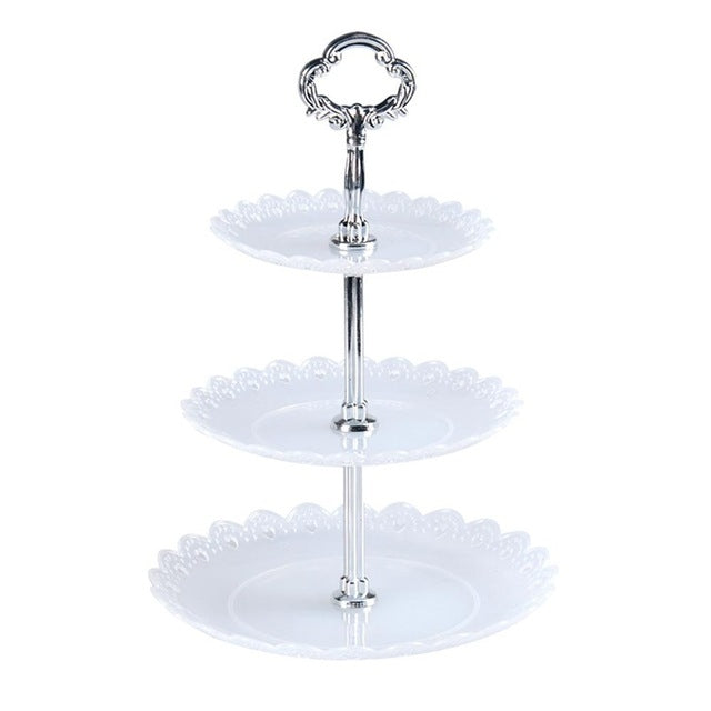 Party Birthday Three-layer Fruit Plate Cake Stand Dessert Storage Rack, Clear