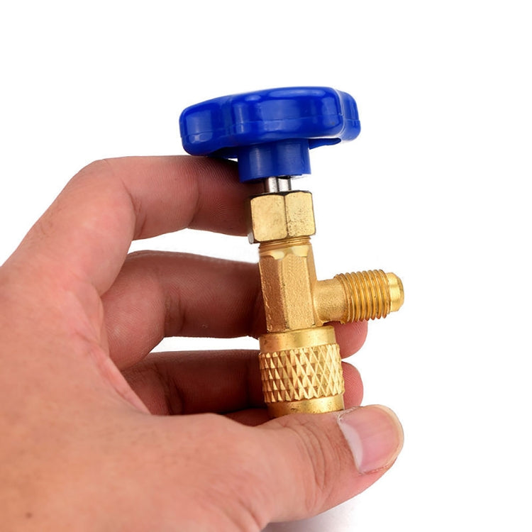 Blue Metal Valve Bottle Opener 1/4 SAE Connector Dispensing Refrigerant Valve Bottle Openers for R22 R134a R410A, Blue Metal Valve Bottle