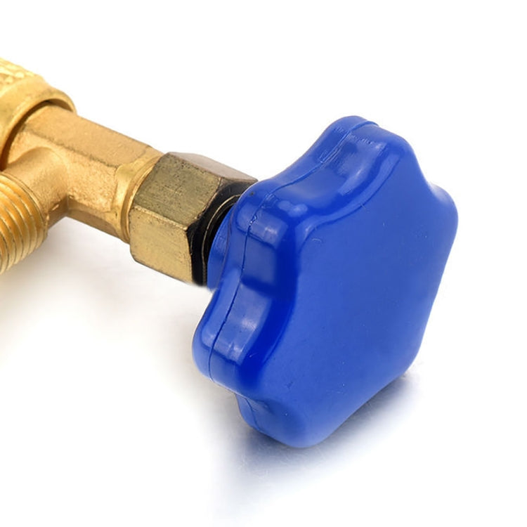 Blue Metal Valve Bottle Opener 1/4 SAE Connector Dispensing Refrigerant Valve Bottle Openers for R22 R134a R410A, Blue Metal Valve Bottle