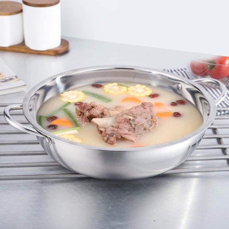 Stainless Steel Hot Pot Thick Non-magnetic Clear Soup Pot Double-eared Hot Pot, 30cm, 32cm