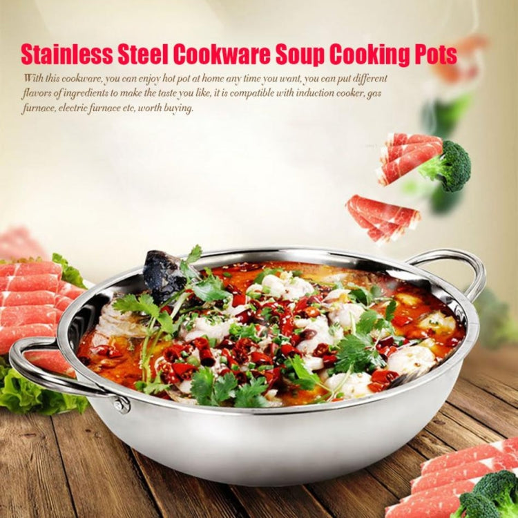 Stainless Steel Hot Pot Thick Non-magnetic Clear Soup Pot Double-eared Hot Pot, 30cm, 32cm