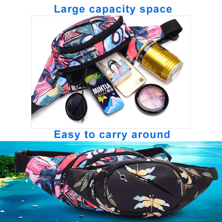 Color Printing Multi-function Casual Pockets Ladies Outdoor Purse Waist Bag
