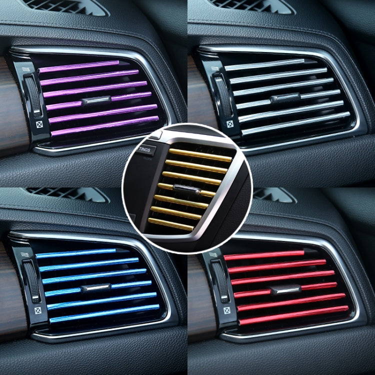 10 PCS Car Interior Mouldings Decorative Air Conditioning Outlet U-shaped Bright Strip Clip, Red, Purple, Gold