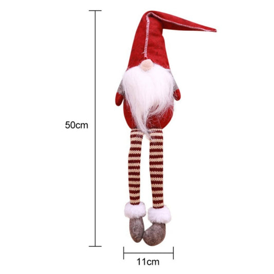 Cute Sitting Faceless Long-legged Elf Doll Christmas Decoration, Green, Grey, Red