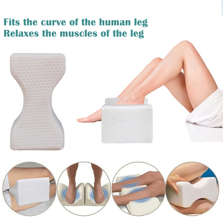 Orthopedic Memory Foam Knee Wedge Pillow for Sleeping Sciatica Back Hip Joint Pain Relief Contour Thigh Leg Pad Support Cushion, White, White+bandage, Navy blue grid+bandage