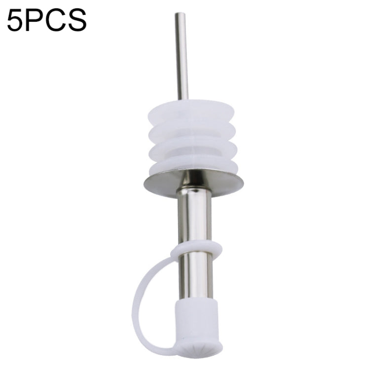 5 PCS Glass Bottle Stopper Stainless Steel Oil Stopper Silicone Stopper, White Hat Straight Mouth, White Hat Automatic Cap, Black Hat Straight Mouth, Black Hat Automatic Cap