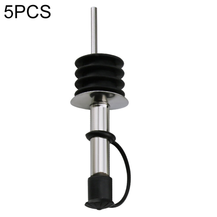 5 PCS Glass Bottle Stopper Stainless Steel Oil Stopper Silicone Stopper, White Hat Straight Mouth, White Hat Automatic Cap, Black Hat Straight Mouth, Black Hat Automatic Cap