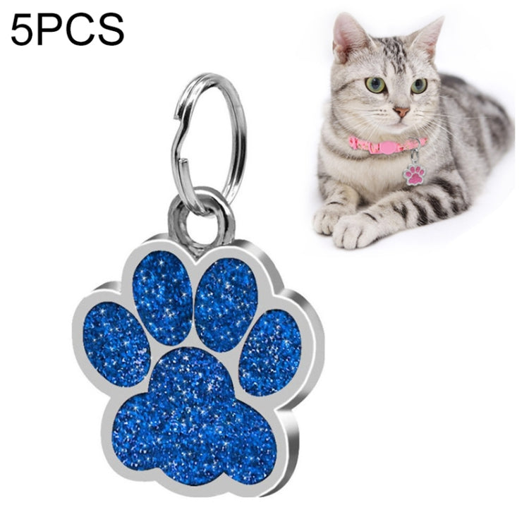 5 PCS Metal Pet Tag Zinc Alloy Identity Card Footprint Lettering Dog Tag