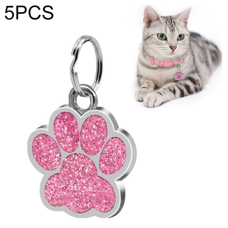 5 PCS Metal Pet Tag Zinc Alloy Identity Card Footprint Lettering Dog Tag