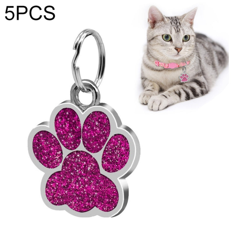 5 PCS Metal Pet Tag Zinc Alloy Identity Card Footprint Lettering Dog Tag