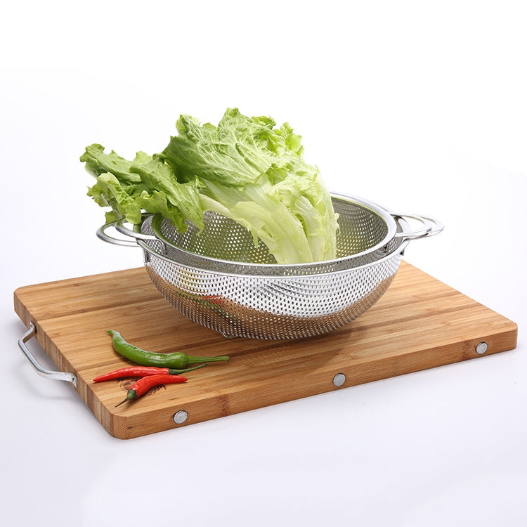 Stainless Steel Round Wash Basket Binaural Wash Rice Basket Drain Basin, 19cm, 22cm, 25cm, 28cm, 31cm
