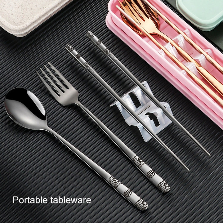 Stainless Steel Tableware Student Office Worker Portable Tableware Set, 2 PCS / Set Gold