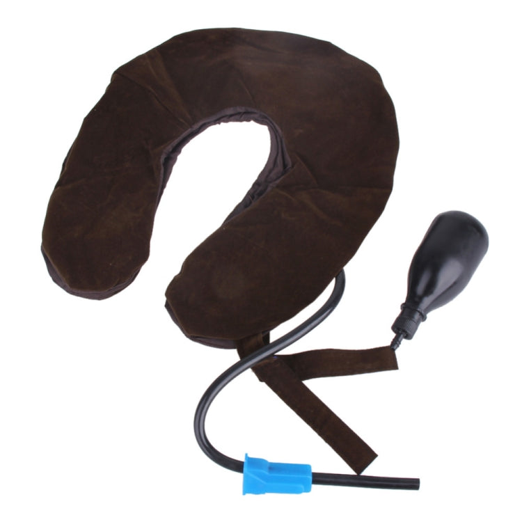 Inflatable Air Cervical Neck Traction Device Soft Head Back Shoulder Neck Ache Massager Headache Pain Relieve Relaxation Brace, Half Cashmere (Coffee)