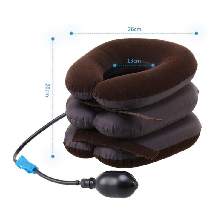 Inflatable Air Cervical Neck Traction Device Soft Head Back Shoulder Neck Ache Massager Headache Pain Relieve Relaxation Brace, Half Cashmere (Coffee)