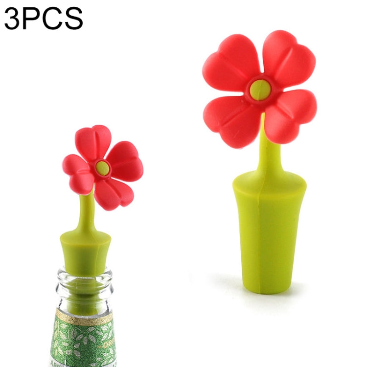 3 PCS Creative Wine Drink Preservation Stopper Flower Silicone Wine Stopper, 3 PCS Rose Stopper, 3 PCS Red Sun Flower Beer Stopper, 3 PCS Leaf Beer Stopper