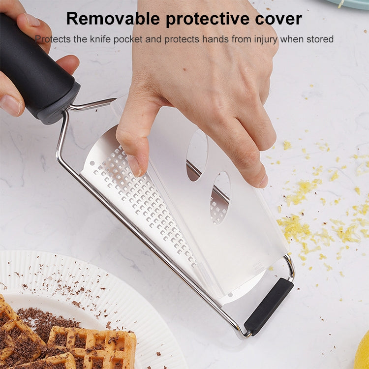 Cheese Grater Stainless Steel Blade Cheese Slicer Lemon Grater Chocolate Scraping Planer with Protective Cover, Cheese Grater (Black)
