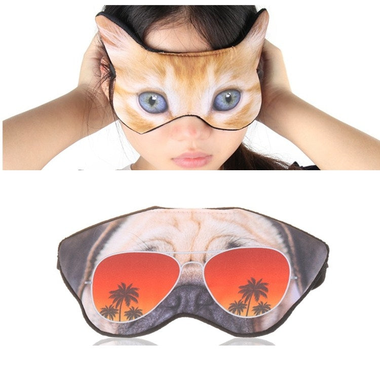 3D Eye Mask Shading Sleeping Cartoon Animal Printed Eye Mask, Glasses, Cat, Pug, Glasses Dog, Tiger