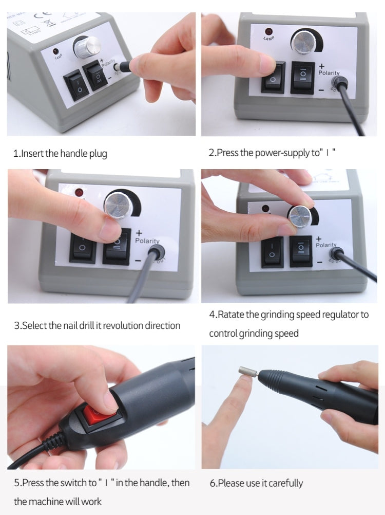 Professional Electric Nail Drill Manicure Machine Pedicure Nail Art Equipment Electronic Nail File with Drills 6 Bits, 220V EU, 110V US