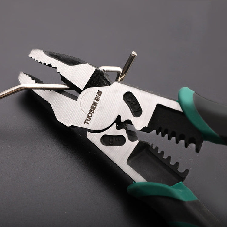 TUOSEN Multifunctional Crimping and Stripping Labor Saving Flat Pliers Vise Manual Wire Cutters, 11116 9 Inch