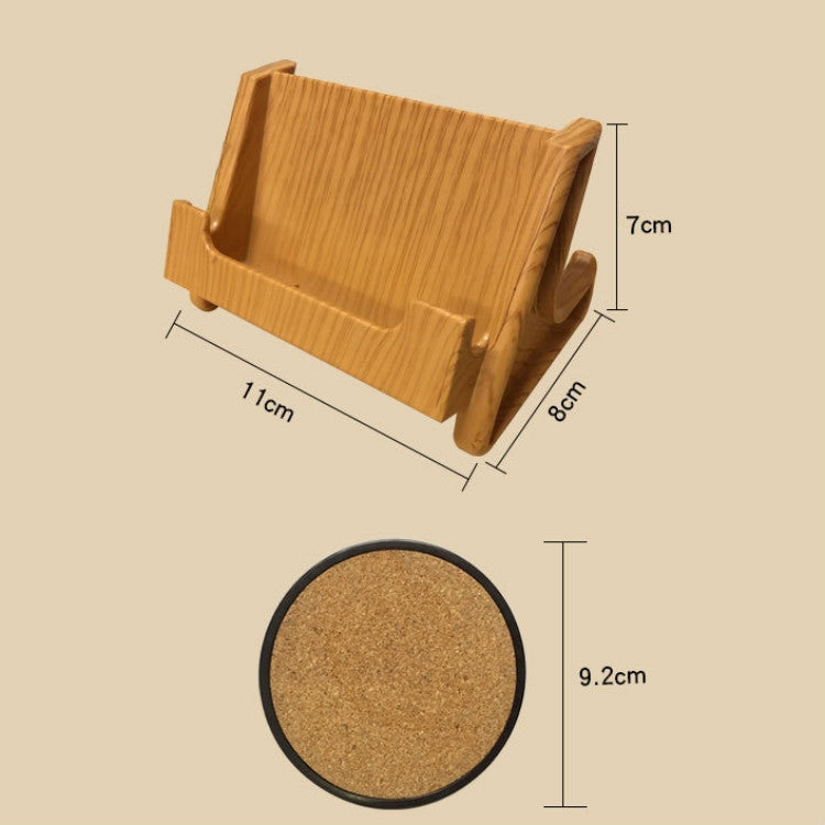 Home Daily Wood Round Cork Coaster PP Coaster Holder, 6 Coasters