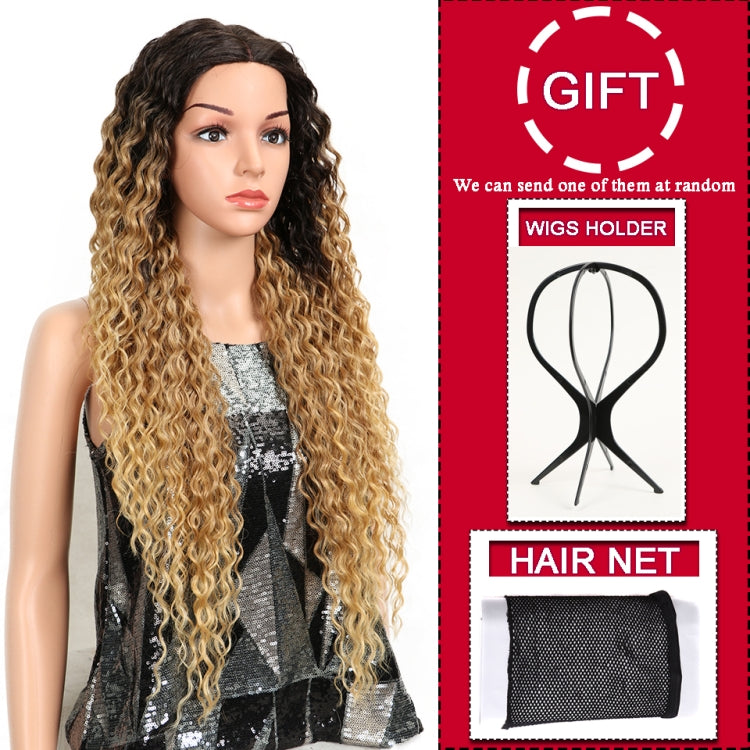 Long Curly Hairpiece High Temperature Fiber Hair 23 Inch Natural Blonde Synthetic Lace Front Wigs