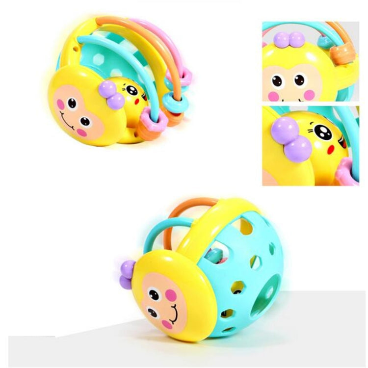 Soft Rubber Cartoon Bee Hand Knocking Rattle Dumbbell Early Educational Toy for Kid Hand Bell Baby Toy, Bee Dumbbell