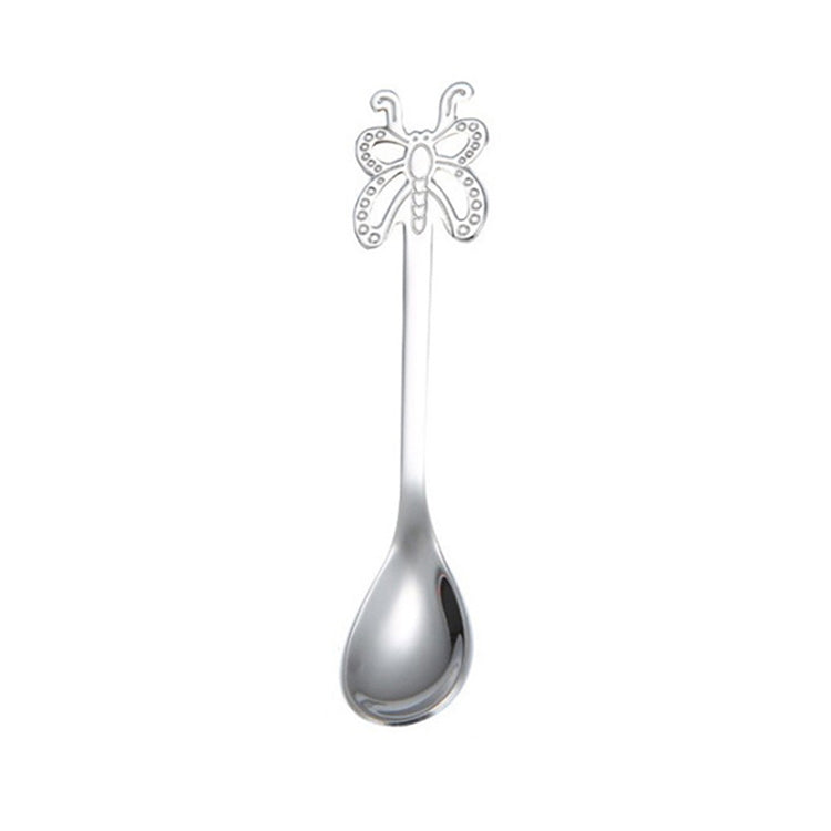 Multicolor Stainless Steel Butterfly Coffee Spoon Fruit Cold Drink Ice Cream Dessert Tea Spoon, Silver, Gold, Rose Gold, Rainbow, Black, Purple
