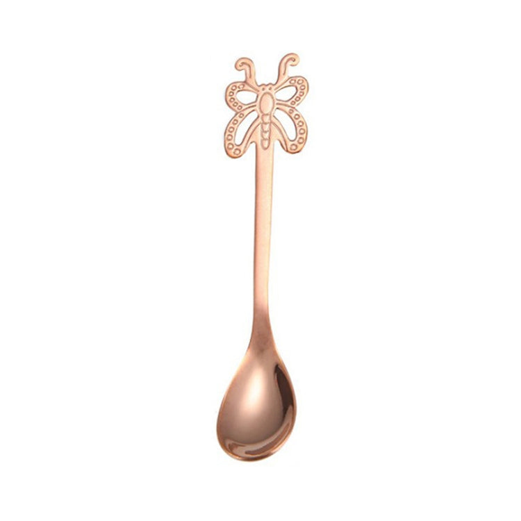 Multicolor Stainless Steel Butterfly Coffee Spoon Fruit Cold Drink Ice Cream Dessert Tea Spoon, Silver, Gold, Rose Gold, Rainbow, Black, Purple