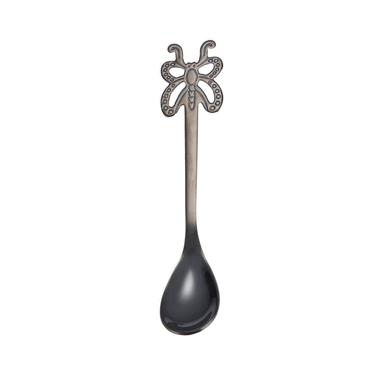 Multicolor Stainless Steel Butterfly Coffee Spoon Fruit Cold Drink Ice Cream Dessert Tea Spoon, Silver, Gold, Rose Gold, Rainbow, Black, Purple