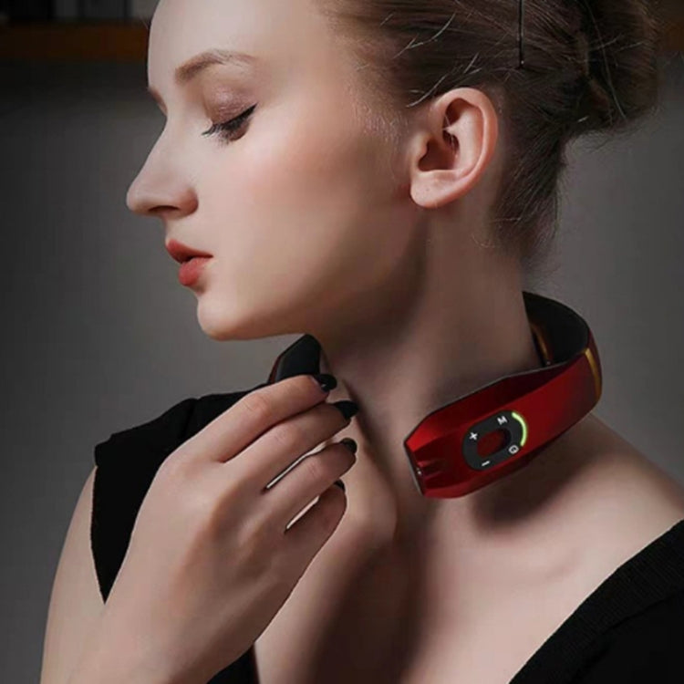 Cervical Vertebra Massager Charging Intelligent Pulse Physiotherapy Instrument Electromagnetic Vibration Neck Protector, White, Black, Red