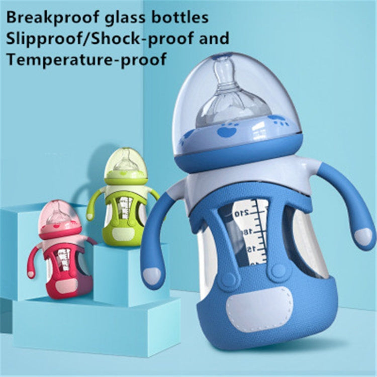 High Borosilicate Glass Baby Bottle with Silicone Sleeve, 240ml