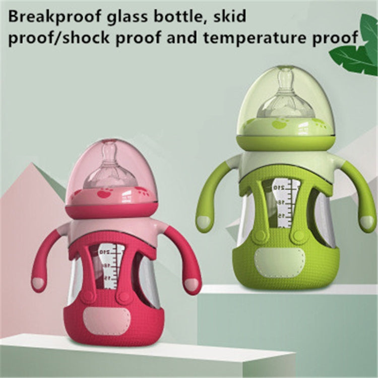 High Borosilicate Glass Baby Bottle with Silicone Sleeve, 240ml