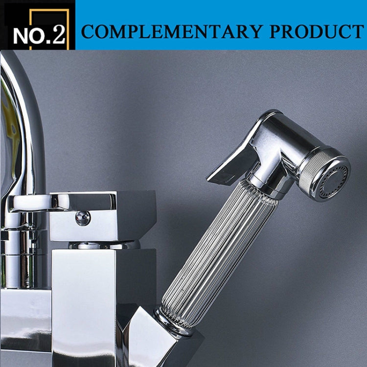 Kitchen Faucet Mixer Tap Single Handle Two Swivel Spouts Hot Cold Water Tap Pull Out Flushing Spray Tap, Low