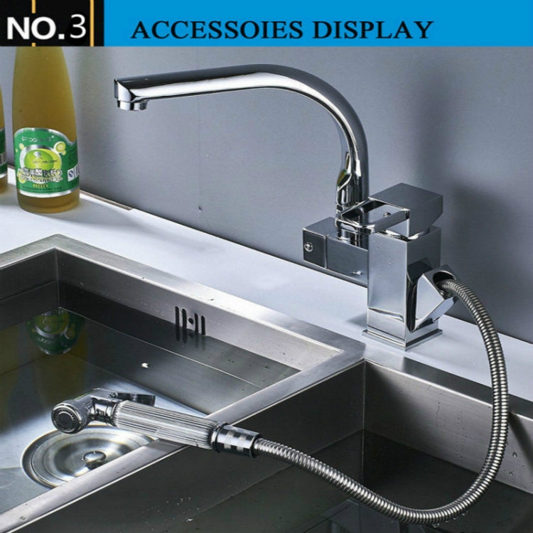 Kitchen Faucet Mixer Tap Single Handle Two Swivel Spouts Hot Cold Water Tap Pull Out Flushing Spray Tap, Low