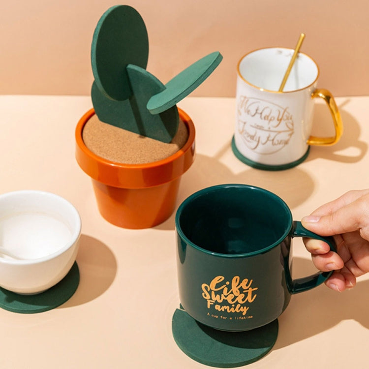 Novelty DIY Cactus Coaster Anti-skid Insulation Tea Pad Home Storage Desktop Multi-function Decoration, Cactus Coaster