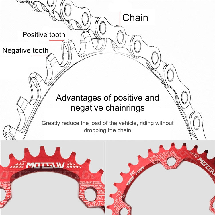 MOTSUV Round Narrow Wide Chainring MTB Bicycle 104BCD Tooth Plate Parts