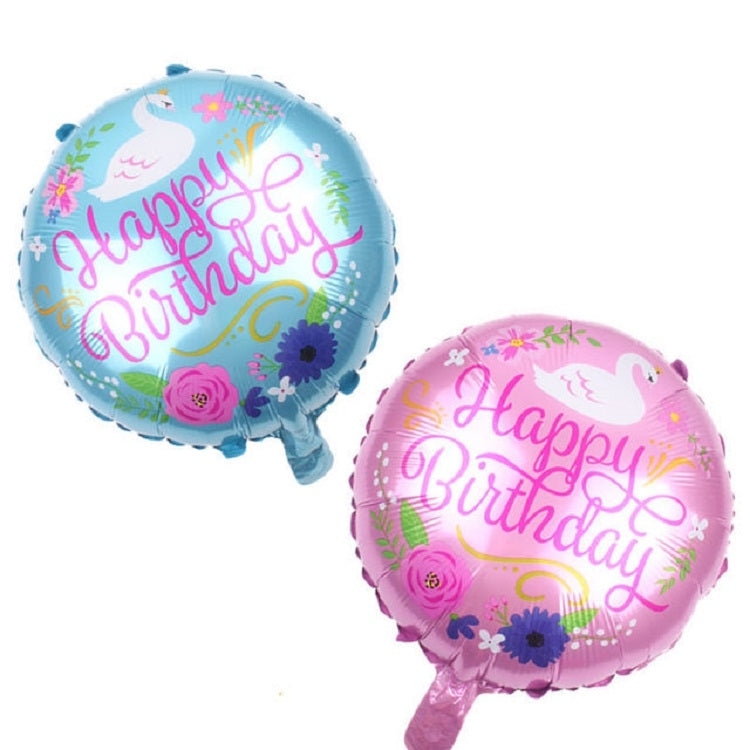 5 PCS Round White Swan Aluminum Balloon Birthday Party Decoration Toy
