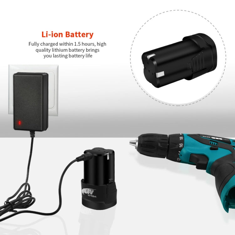 HILDA Electric Drill Cordless Screwdriver Lithium Battery Mini Drill Cordless Screwdriver Power Tools, EU Plug, 16.8V with Carton Box, 12V with Carton Box, 12V with Plastic Box, 16.8V with Plastic Box