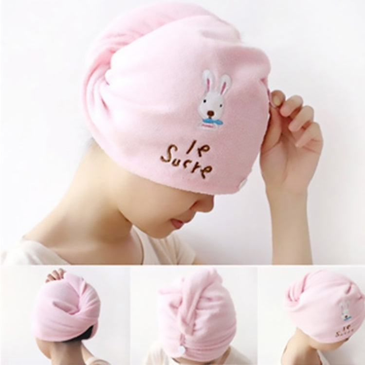 3 PCS Cute Cartoon Rabbit Thick Microfiber Absorbent Dry Hair Cap, Rabbit Thick Microfiber Dry Hair Cap(Pink), Rabbit Thick Microfiber Dry Hair Cap(Blue)